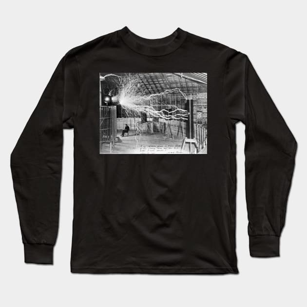 Nikola Tesla - Public Domain Long Sleeve T-Shirt by Hounds_of_Tindalos